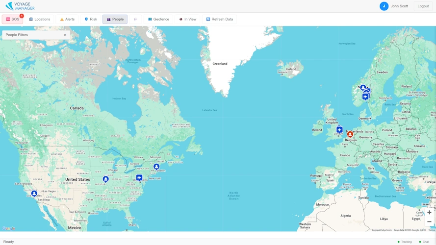 Voyage Manager tracking map